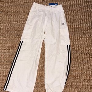Adidas track pants white with black stripes size M